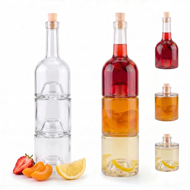 3x250ML BUTELKI SZKLANE WIEŻA NA PREZENT WHISKY NALEWKI OLIWĘ SOK WINO CYDR
