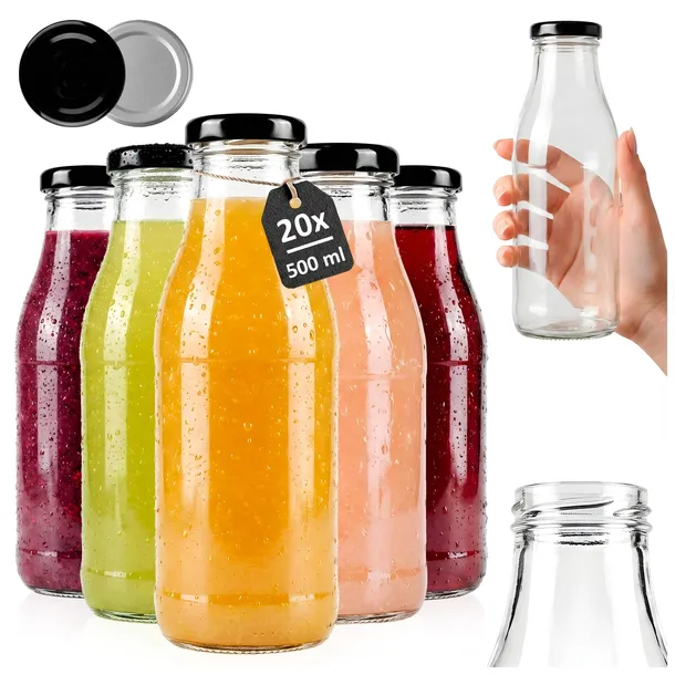 20x Butelki na smoothie syrop sok mleko SOK 500 ml z zakrętkami + GRATIS