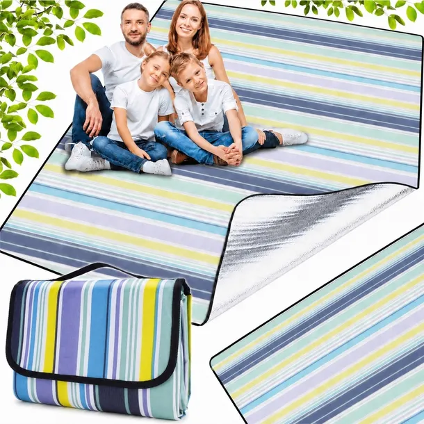 KOC PIKNIKOWY MATA PLAŻOWA WODOODPORNY Z IZOLACJĄ 150X200 DUŻY SKŁADANY XL