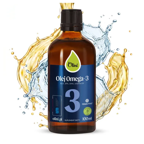 Olini Olej Omega-3 - EPA DHA ALA, Witamina D3, FENACTIVE, tran nTG 100 ml