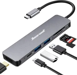 hiearcool-hub-usb-c-7w1-2x-usb-3-0-usb-c-sd-tf-hdmi-do-pc-laptop-srebrny