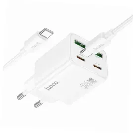 biala-ladowarka-cztery-porty-usb-c-30w-hoco-do-samsung-galaxy-s24-plus