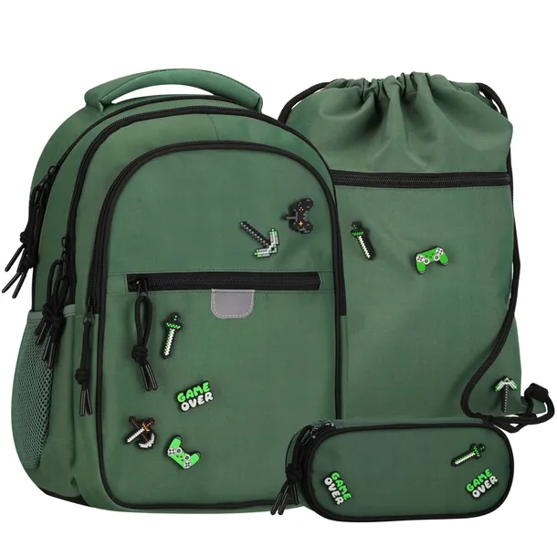 PLECAK SZKOLNY STK-15 PINS PIXEL przypinkami Starpak GRA PIXELE dla gracza
