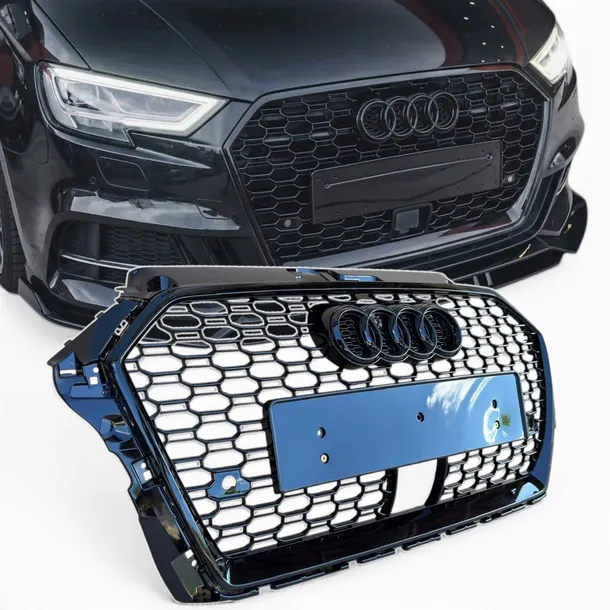 Grill Audi A3 8V 2016+ Radar Plaster Miodu Czarny Połysk RS Atrapa Zderzaka
