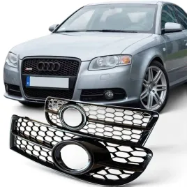 kratki-zderzaka-audi-a4-b7-s-line-2004-2008-plaster-czarny-polysk-halogenow