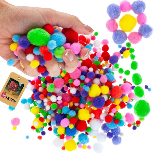 POMPONY KREATYWNE POM POM ARTS DEKORACYJNE DIY HAND MADE 450SZT RZEMIOSŁO