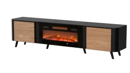 szafka-rtv-volare-200x39x49-czarny-orzech-kominek