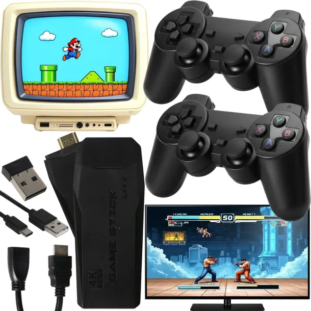 KONSOLA RETRO 20 000 GIER TV GRA TELEWIZYJNA 2 PADY BEZPRZEWODOWE HDMI GRA