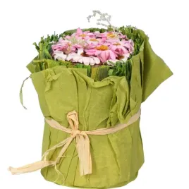 zielona-kompozycja-z-papierowymi-rozowymi-kwiatami-12cm-dekoracja-ozdoba