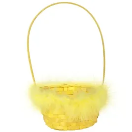 zolty-elegancki-koszyk-wielkanocny-do-swieconki-z-piorkowym-obrzezem-17-cm