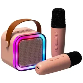 zestaw-do-karaoke-2-mikrofony-glosnik-przenosny-bluetooth-usb-led-bezowy