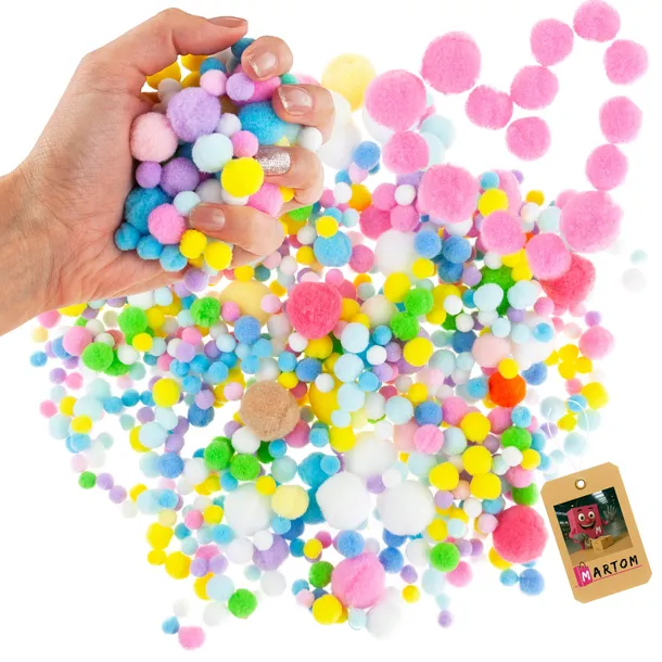 POMPONY KREATYWNE POM POM ARTS DEKORACYJNE DIY HAND MADE 450SZT RZEMIOSŁO