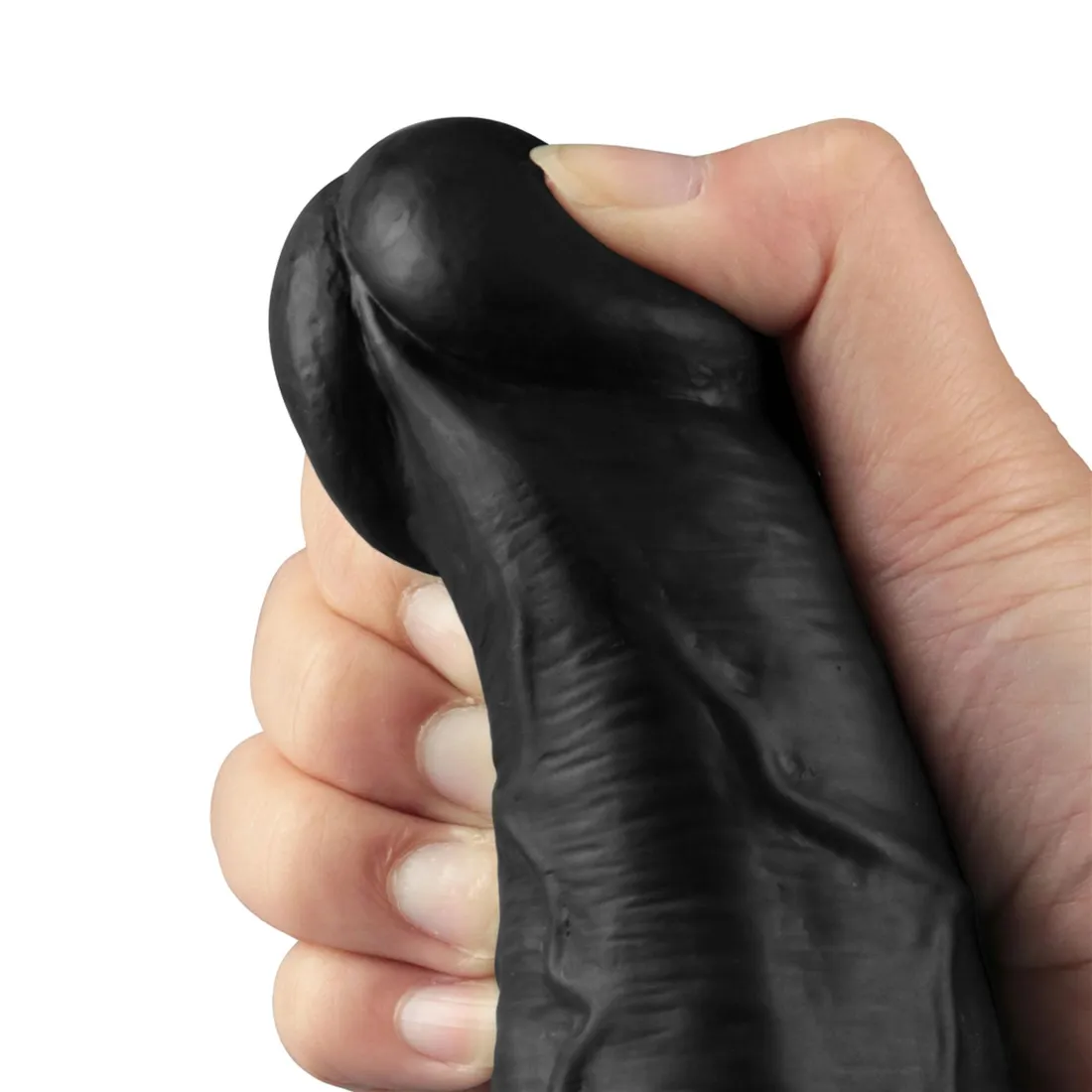 10-5-real-softee-rechargeable-tpe-vibrating-dildo-black