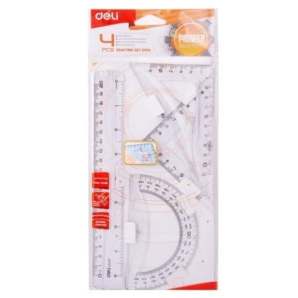 DELI ZESTAW GEOMETRYCZNY 4 ELEMENTY MAŁY TRANSPARENTNY