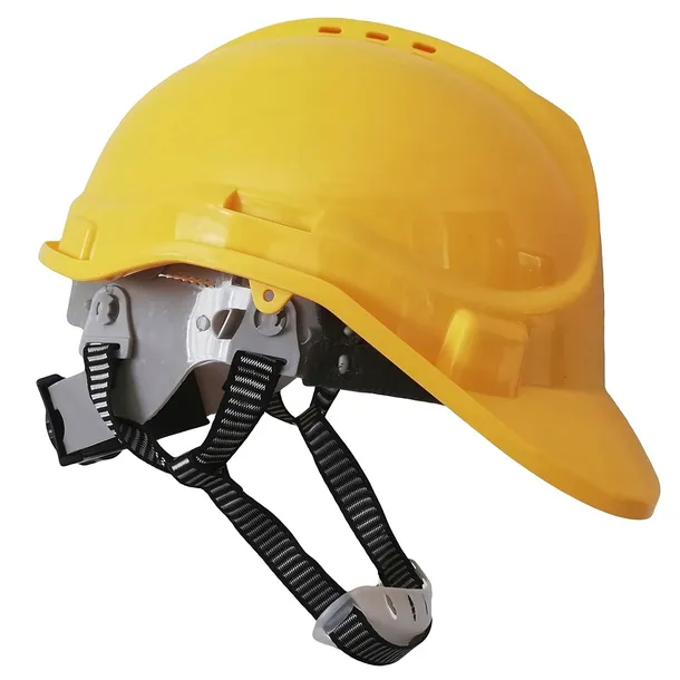 Kask Ochronny BHP Roboczy Budowlany Hełm Żółty Lekki Z Daszkiem 4 punktowy