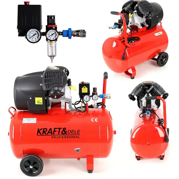 Kompresor Olejowy 100l 8 bar 2 Tłoki 2880RPM 530 l/min 4KM Kraft&Dele
