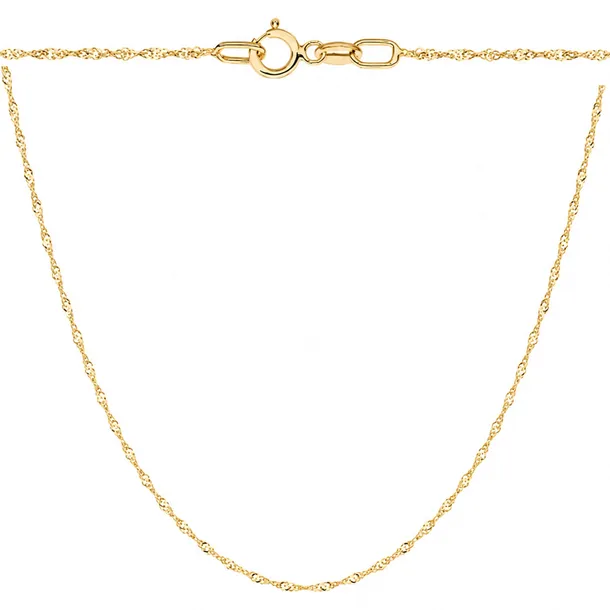 Złoty łańcuszek damski 585 skręcany singapur 1mm 50cm klasyczny na Prezent