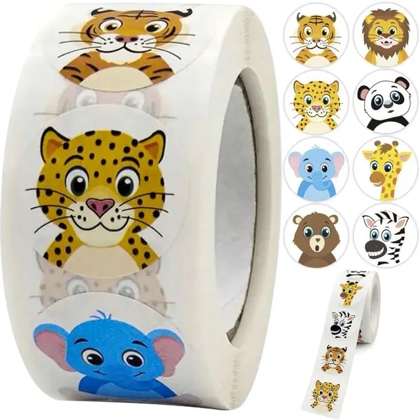 Naklejki motywacyjne Kruzzel 500 szt zwierzątka panda słoń miś zebra