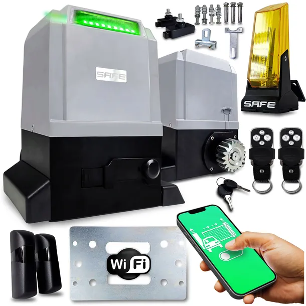NAPĘD DO BRAMY PRZESUWNEJ 800 kg 2 piloty lampa WIFI siłownik LED ZESTAW
