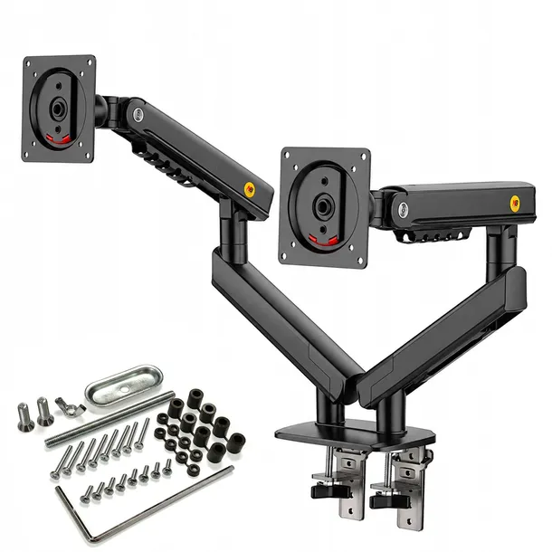 Ergonomiczny Uchwyt na dwa Monitory 17"-32" Regulacja 3D VESA PIVOT TÜV