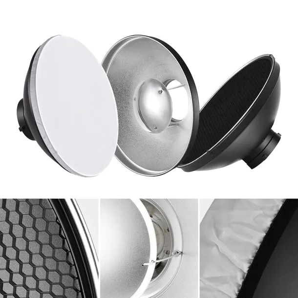 BEAUTY DISH CZASZA BOWENS SŁONECZKO 56cm 55cm + PLASTER MIODU GRID do GODOX