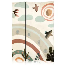 parawan-dwustronny-pokojowy-3-czesci-ptaki-tecza-boho-dla-dzieci-135x172