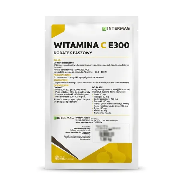 Witamina C E300 Kwas L-askorbinowy 1kg Proszek Drób Trzoda Bydło INTERMAG