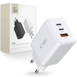 tech-protect-c65w-3-port-network-charger-pd65w-qc3-0-white