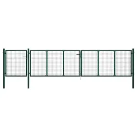 zielona-brama-ogrodzeniowa-stalowa-500-x-125-cm-z-zamkiem-i-kluczykami
