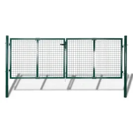 ciemnozielona-brama-ogrodzeniowa-stalowa-306-x-150-cm-z-akcesoriami