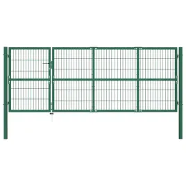 furtka-ogrodzeniowa-z-malowanej-proszkowo-stali-zielona-350x120-cm-slup