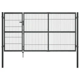 bramka-ogrodzeniowa-stalowa-antracytowa-350-x-190-cm-z-zamkiem-i-slupkami