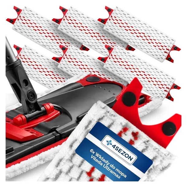 6x WKŁAD DO MOPA PŁASKIEGO VILEDA ULTRAMAX WKŁADY ZAPAS KOŃCÓWKI MOP 6 szt.