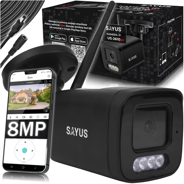 KAMERA ZEWNĘTRZNA IP WiFi 8MPx METALOWA 4K ULTRA HD DETEKCJA RUCHU ZOOM 8MP