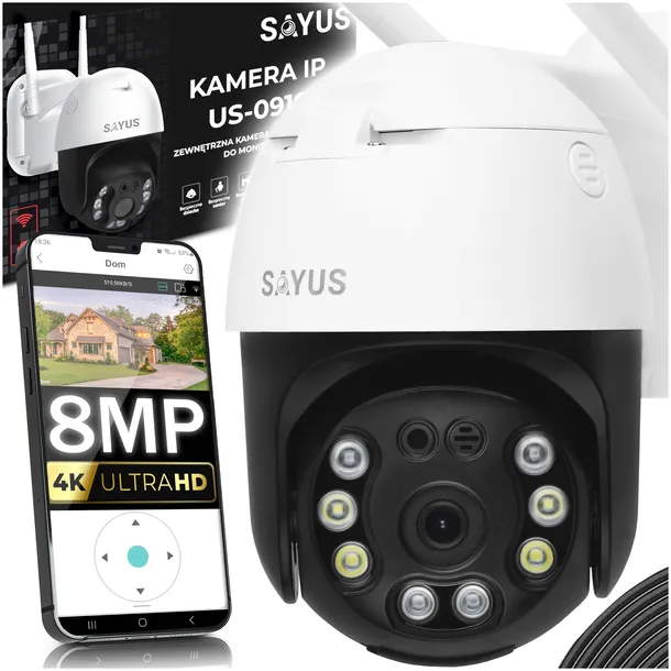 OBROTOWA KAMERA ZEWNĘTRZNA 8MPx 4K ULTRA HD IP WiFi 6xZOOM DETEKCJA 8MP