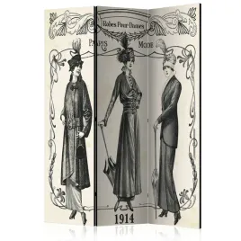 parawan-dwustronny-pokojowy-3-czesci-paryska-moda-sukienki-retro-135x172