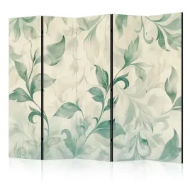 parawan-jednostronny-pokojowy-5-czesci-zielone-liscie-akwarele-boho-225x172