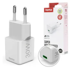 ladowarka-sieciowa-hama-supermini-30-w-gan-pd-qc-usb-c-biala