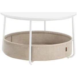 songmics-stolik-kawowy-okragly-75cm-z-koszem-bialo-brazowy