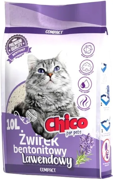 Żwirek dla kota Chico compact lawenda 10l bentonitowy drobny