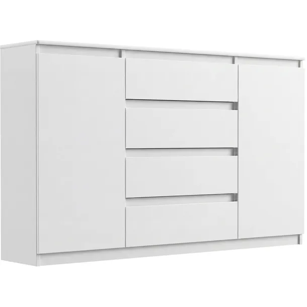 Modna KOMODA 160 SZAFKA 4 SZUFLADY 3 PÓŁKI BIAŁA R-160-S4