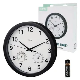 zegar-scienny-hama-malta-25cm-analogowy-czarny-z-termometrem-i-higrometrem