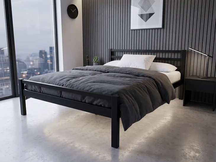 SOLIDNE ŁÓŻKO METALOWE LOFT MILA CZARNY  140x200 + STELAŻ POLSKI PRODUCENT