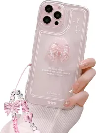 ownest-etui-bezbarwne-do-iphone-16-pro-max-kokardka-3d-smycz-rozowa