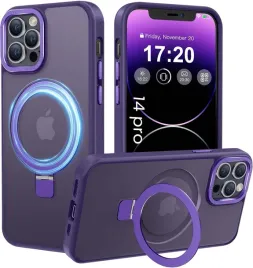puyateya-pancerne-etui-magsafe-do-iphone-14-pro-stojak-ring-matowe-fiolet