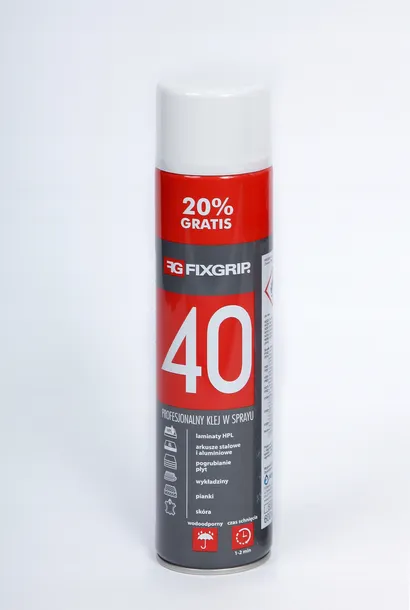Klej w spray-u FIXGRIP 40 SPRAY PROFESJONAL Podsufitka auta samochodu 600ml