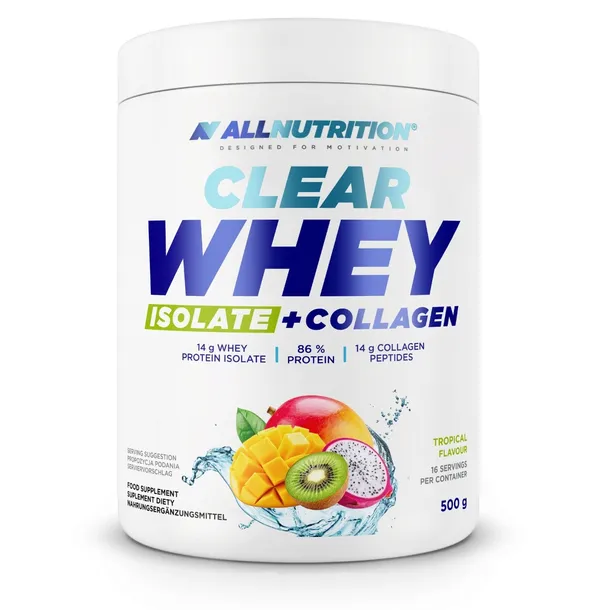 Allnutrition Clear Whey Isolate Collagen 500g owoce tropikalne