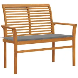 vidaxl-lawka-ogrodowa-z-szara-poduszka-112-cm-lite-drewno-tekowe