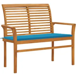 vidaxl-lawka-ogrodowa-z-niebieska-poduszka-112-cm-drewno-tekowe