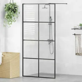 vidaxl-scianka-prysznicowa-przezroczyste-szklo-esg-100x195cm-czarna